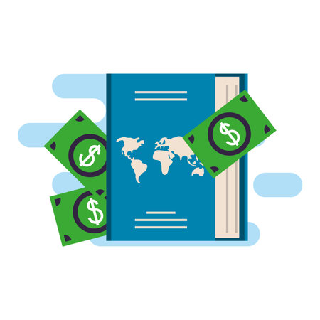 passport document travel with bills dollars vector illustration designのイラスト素材