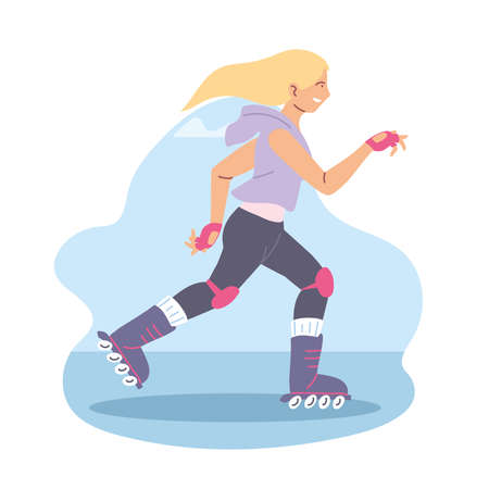 Woman avatar skating design, Stay healthy sport and activity theme Vector illustrationのイラスト素材