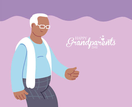 Grandfather of happy grandparents day design, Old man male person father grandparents family senior and people theme Vector illustrationのイラスト素材