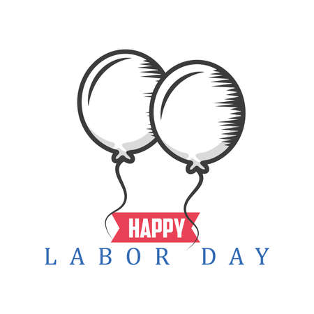happy labor day celebration, helium balloons vector illustration designのイラスト素材