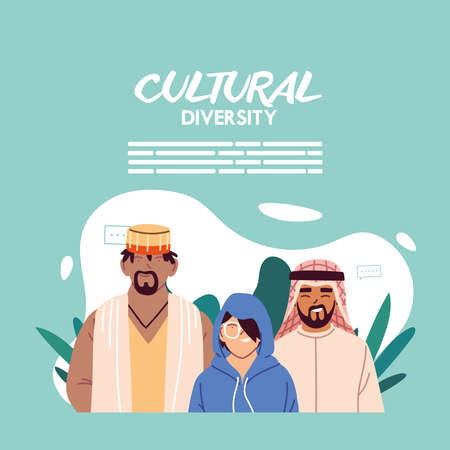 Men cartoons with leaves design, Cultural and friendship diversity theme Vector illustrationのイラスト素材