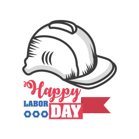 happy labor day celebration, helmet vector illustration designのイラスト素材