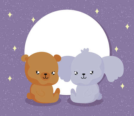 cartoon of animales with decor, cute card vector illustration designのイラスト素材