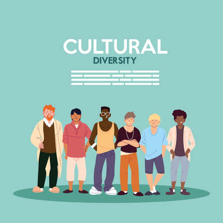 Men cartoons design, Cultural and friendship diversity theme Vector illustrationのイラスト素材