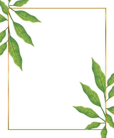 golden frame with decoration of branches vector illustration designのイラスト素材