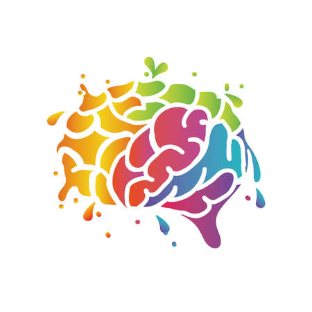 brain thinking and design on white background vector illustration designのイラスト素材