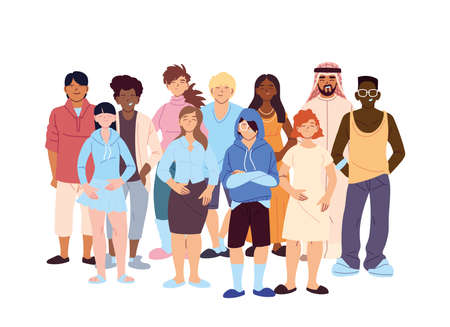Women and men cartoons design, Cultural and friendship diversity theme Vector illustrationのイラスト素材