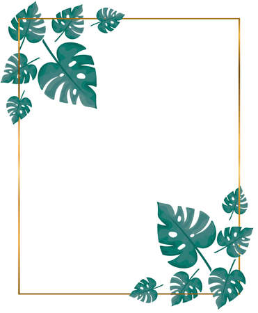 golden frame with decoration of branches vector illustration designのイラスト素材