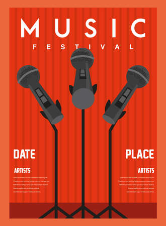 poster music festival, musical creative invitation vector illustration designのイラスト素材