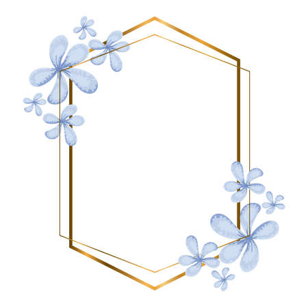 geometric polygonal frames with golden lines and leaves vector illustration designのイラスト素材