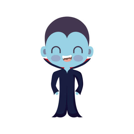 cute boy disguised of vampire on white background vector illustration designのイラスト素材
