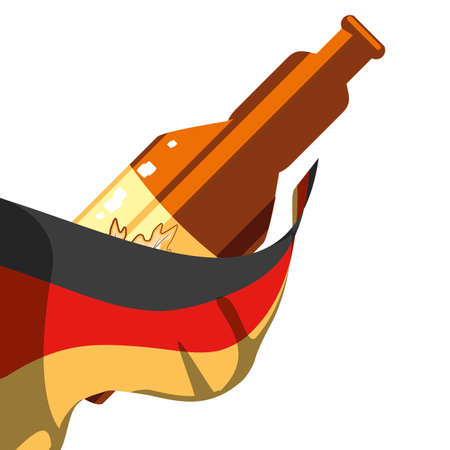 bottle beer with germany flag oktoberfest festival vector illustration designのイラスト素材