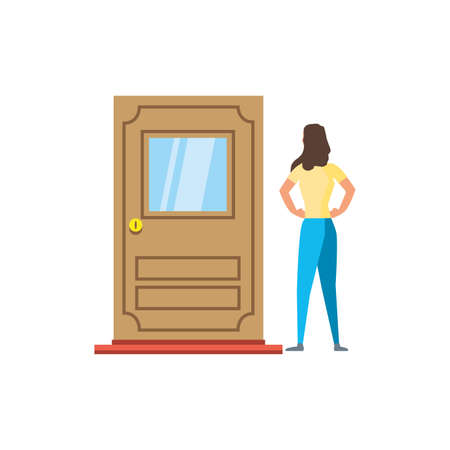 Door and avatar woman design, frame entrance architecture doorway and interior theme Vector illustrationのイラスト素材