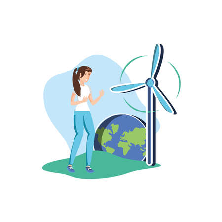 Avatar woman design, Sustainability eco friendly green recycle ecology renewable and solution theme Vector illustrationのイラスト素材