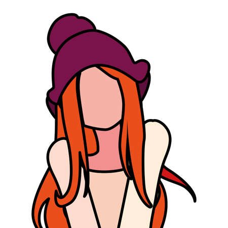 Avatar woman design, Girl female person people human and social media theme Vector illustrationのイラスト素材