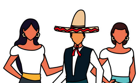 Mexican people design, Mexico culture tourism landmark latin and party theme Vector illustrationのイラスト素材