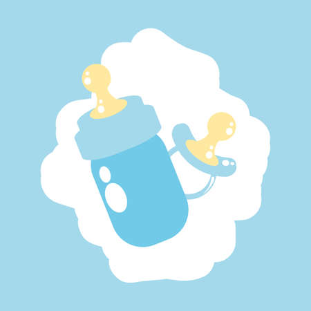cute bottle milk with pacifier baby vector illustration designのイラスト素材
