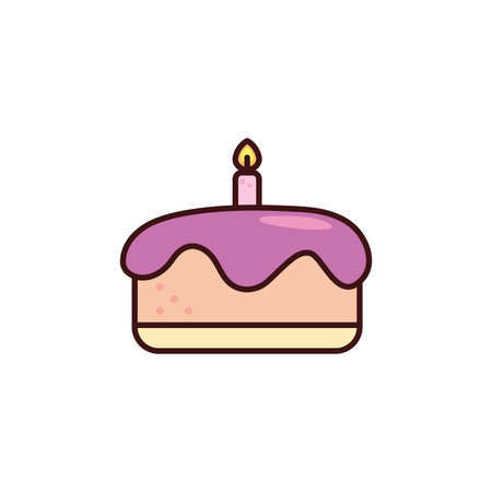 birthday cake with candle in white background vector illustration designのイラスト素材