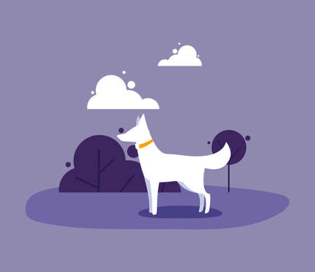 Dog outside design, Mascot pet animal nature cute and puppy theme Vector illustrationのイラスト素材