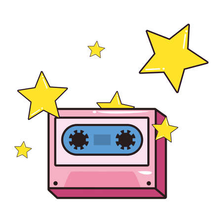 cassette comic pop art on white background vector illustrationのイラスト素材