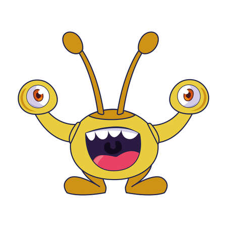 funny monster with bulging eyes comic character vector illustration designのイラスト素材
