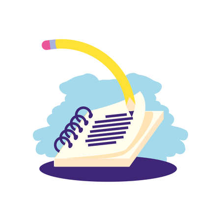 pencil with notebook school supply vector illustration designのイラスト素材