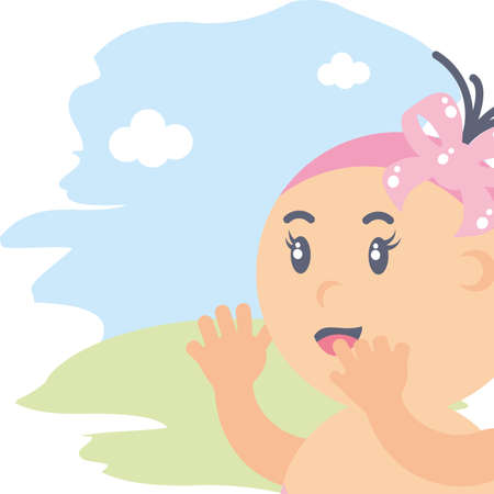 cute baby girl avatar character vector illustration designのイラスト素材