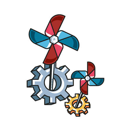 fan windmill toy with gears pinions vector illustration designのイラスト素材