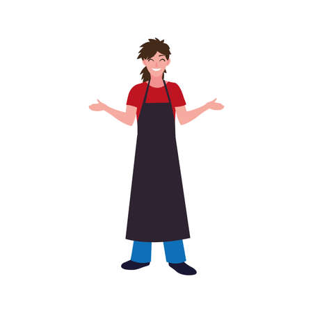 seller woman character with apron vector illustrationのイラスト素材