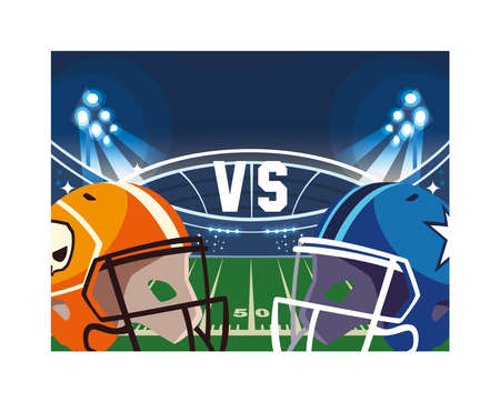 football stadium with helmets, super bowl vector illustration designのイラスト素材