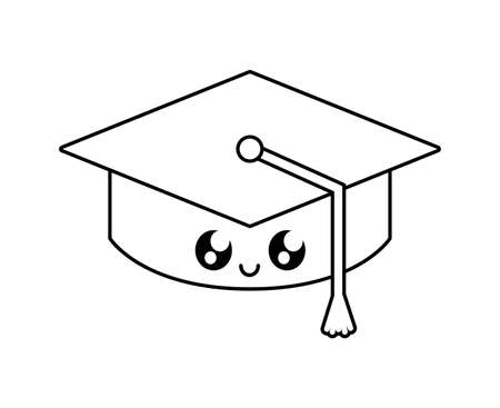 hat graduation traditional kawaii style vector illustration designのイラスト素材