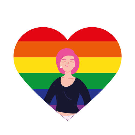 woman cartoon in lgbti heart design, pride community sexual orientation and identity theme Vector illustrationのイラスト素材