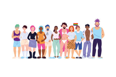 women and men cartoons design, lgtbi pride community sexual orientation and identity theme Vector illustrationのイラスト素材