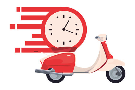 motorcycle clock time fast delivery logistic vector illustrationのイラスト素材