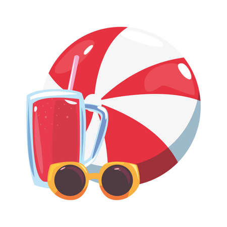 sunglasses juice ball vacations tropical summer vector illustrationのイラスト素材