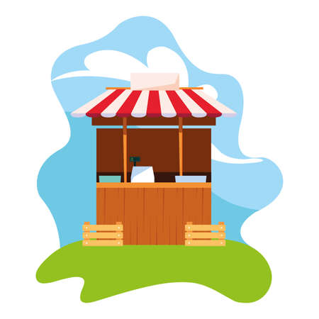 Shop design, Store market shopping commerce retail buy and paying theme Vector illustrationのイラスト素材