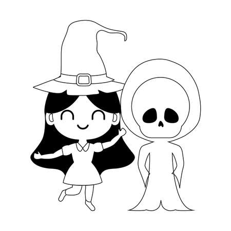 silhouette of children disguised on white background vector illustration designのイラスト素材