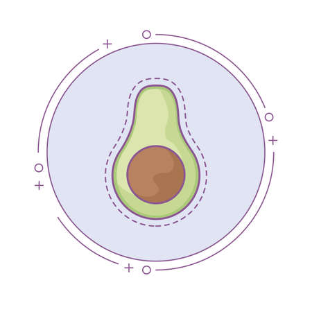patch of fresh healthy avocado in frame circular vector illustration designのイラスト素材