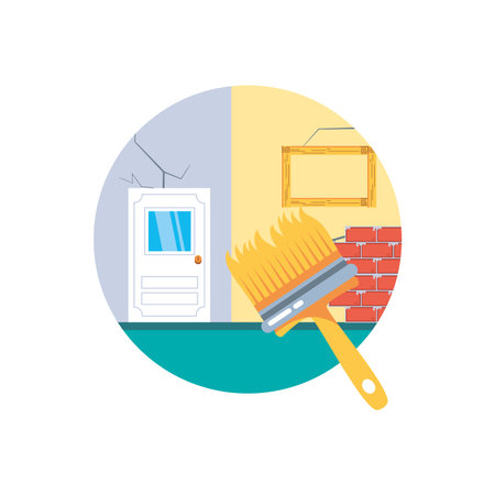 House design, under construction work repair progress reconstruction industry and build theme Vector illustrationのイラスト素材