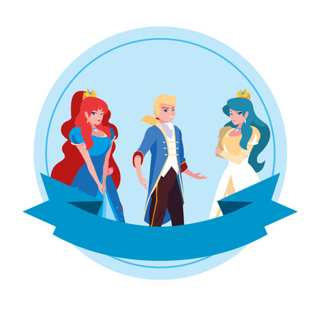 Prince Charming And Two Princess Of Tales Characters Vector Illustration Designのイラスト素材 ストックフォト 写真素材のstock Foto ストックドットフォト