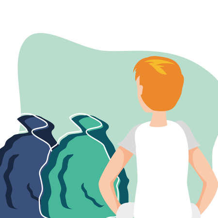 Trash and avatar man design, Garbage recycle ecology eco save and environment theme Vector illustrationのイラスト素材