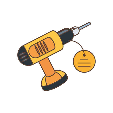 electric drill tool with price tag hanging vector illustration designのイラスト素材