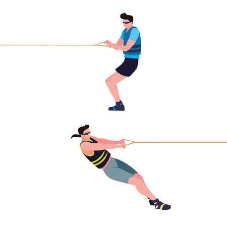 man skiing water extreme sport and lifestyle vector illustration