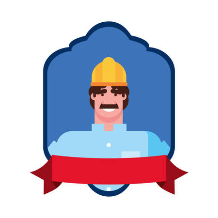 happy labor day - contractor man employment badge vector illustrationのイラスト素材