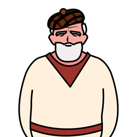 Grandfather cartoon design, Old person grandparents man avatar senior and adult theme Vector illustrationのイラスト素材