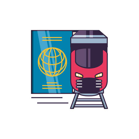 passport document travel with train vector illustration designのイラスト素材