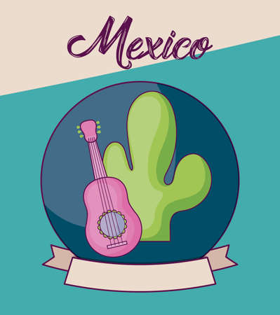cute card with mexico label vector illustration designのイラスト素材