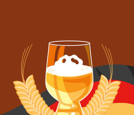 cup of beer with germany flag oktoberfest festival vector illustration designのイラスト素材