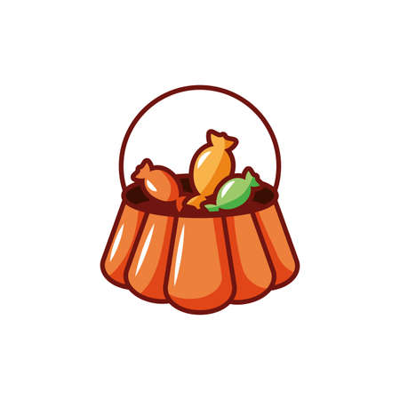 bucket with candies of halloween on white background vector illustration designのイラスト素材