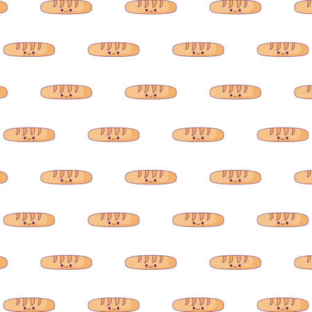 pattern of fresh breads kawaii style vector illustration designのイラスト素材